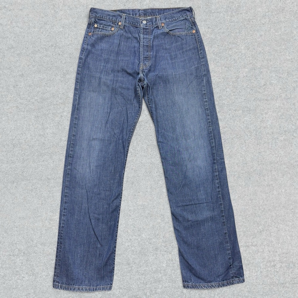 Y2K Levi's 501 Jeans Mens 36x34 Blue Denim Fade Straight Leg Button Fly WPL 423